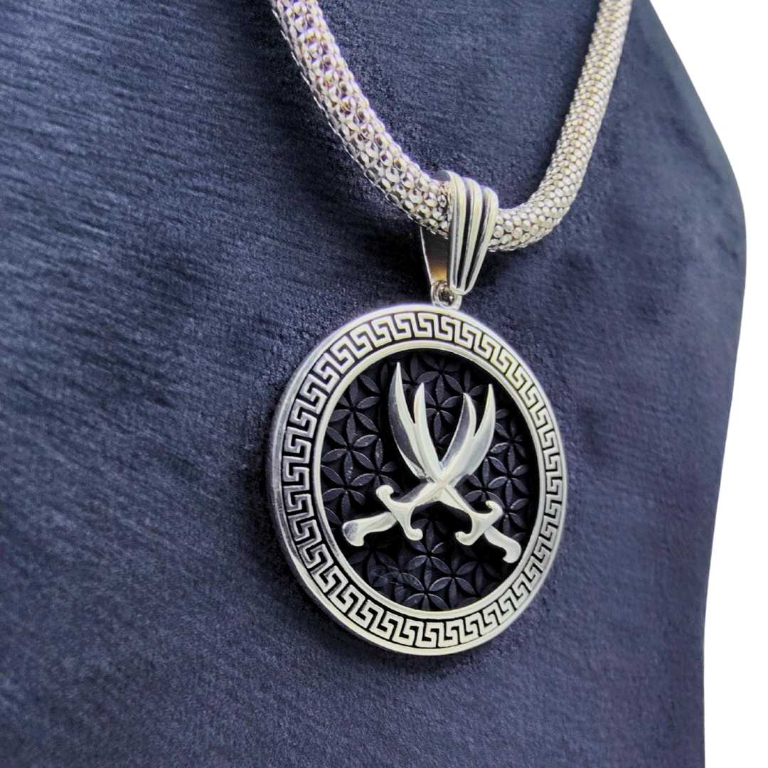Argus guardian silver pendant for men