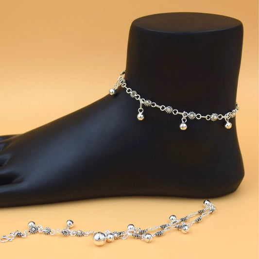 Silver starry night anklets for women